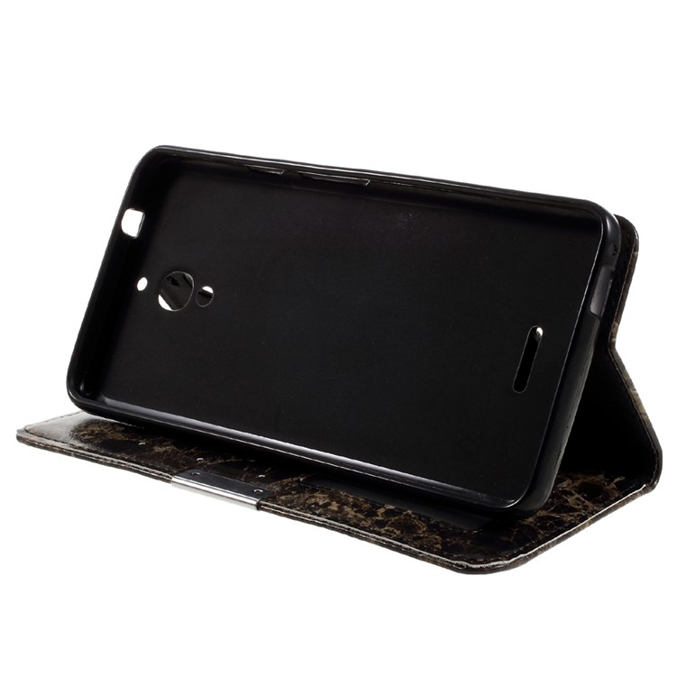 For Alcatel Pixi 4 (6.0) 4G Marble Phone Case Wallet Leather Cover Stand - Black-4