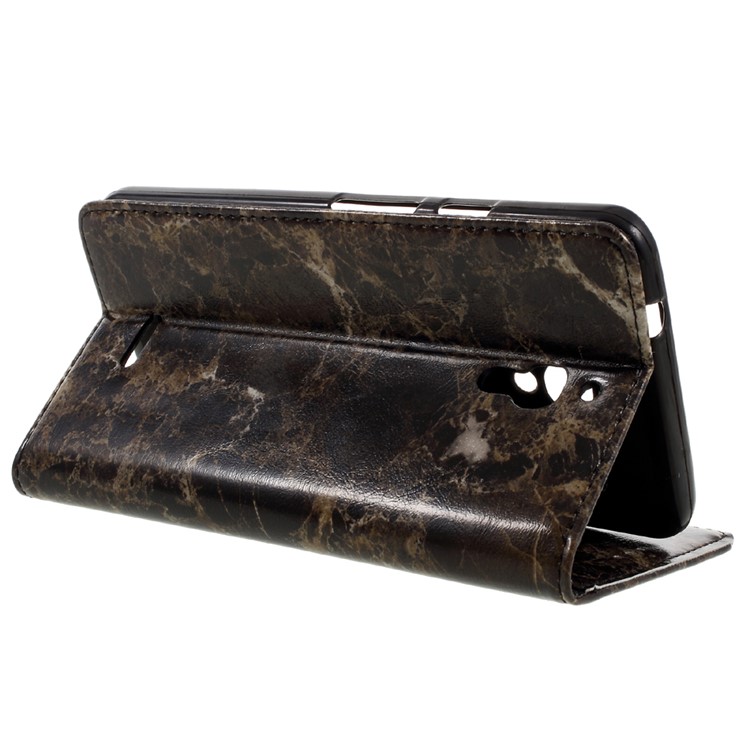 For Alcatel Pixi 4 (6.0) 4G Marble Phone Case Wallet Leather Cover Stand - Black-5