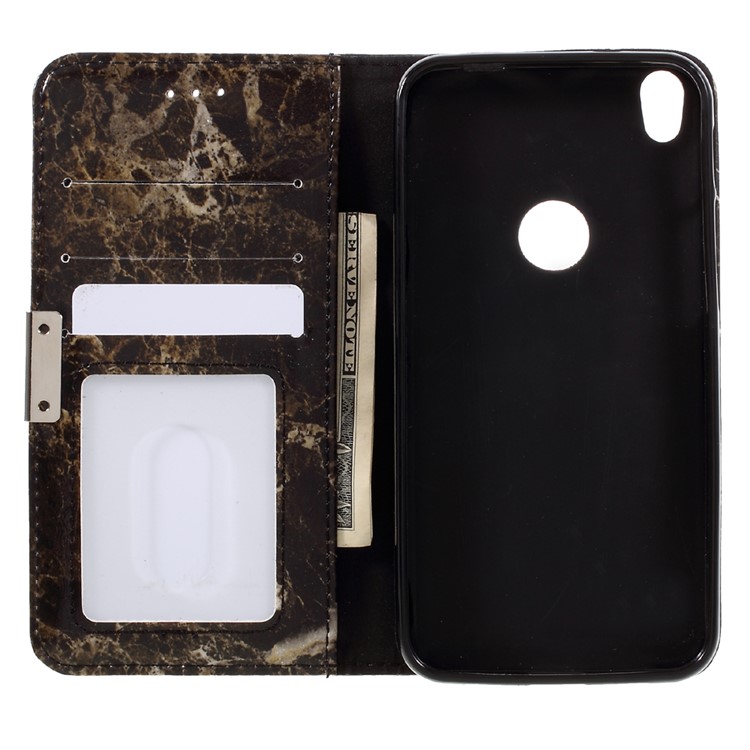 Marble Texture Leather Wallet Case for Alcatel Shine Lite - Black-6