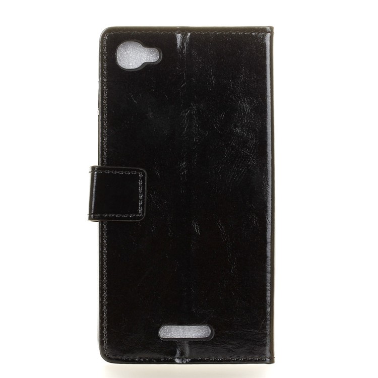 Crazy Horse Wallet Leather Stand Case for Alcatel Pixi 4 Plus Power - Black-2