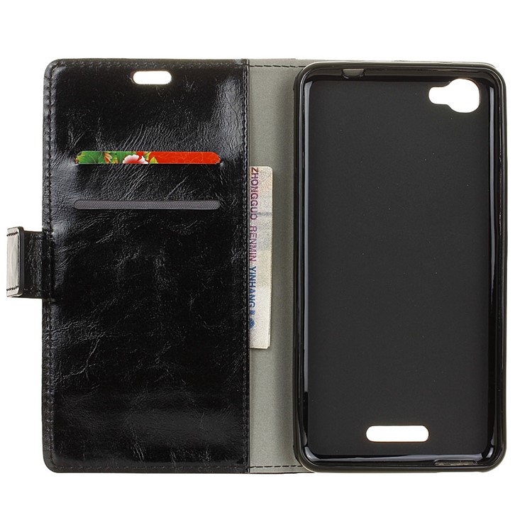 Crazy Horse Wallet Leather Stand Case for Alcatel Pixi 4 Plus Power - Black-3