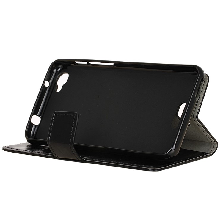 Crazy Horse Wallet Leather Stand Case for Alcatel Pixi 4 Plus Power - Black-4