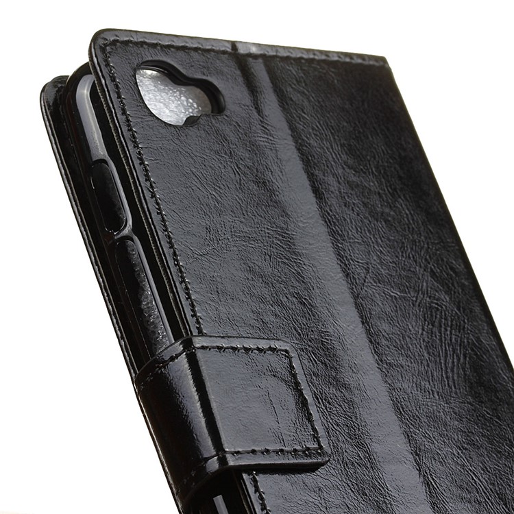 Crazy Horse Wallet Leather Stand Case for Alcatel Pixi 4 Plus Power - Black-7