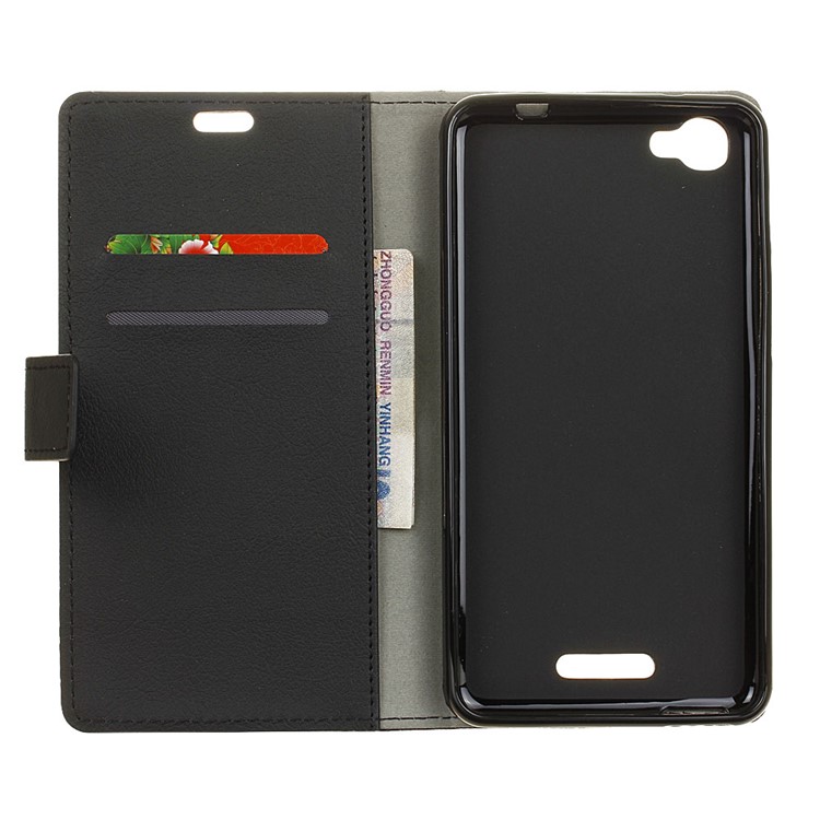 Wallet Leather Stand Case for Alcatel Pixi 4 Plus Power - Black-3