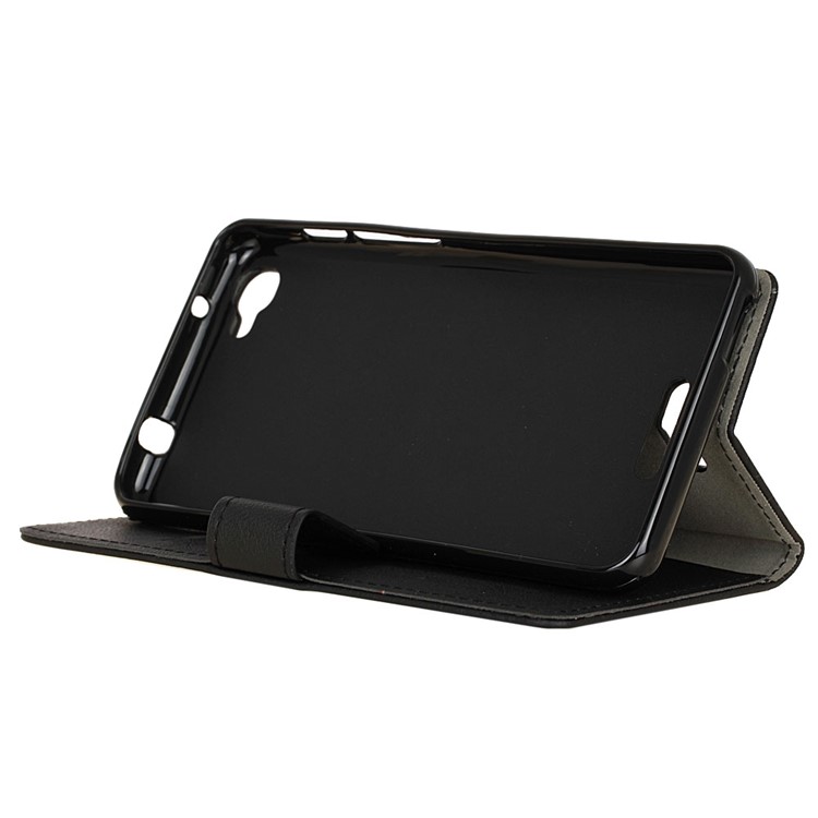 Wallet Leather Stand Case for Alcatel Pixi 4 Plus Power - Black-4