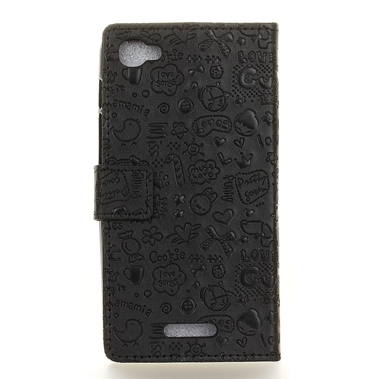 Cartoon Graffiti Leather Wallet Case for Alcatel Pixi 4 Plus Power - Black-2