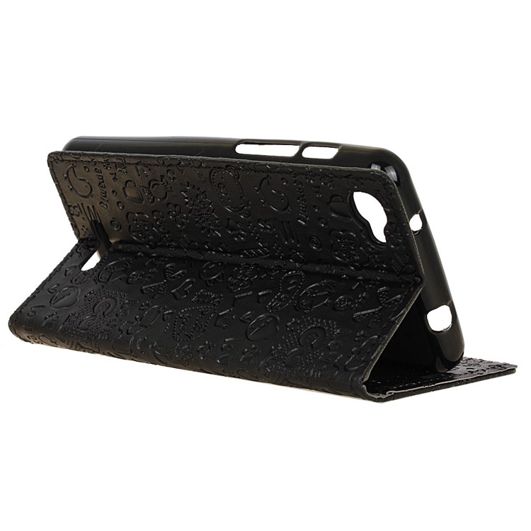 Cartoon Graffiti Leather Wallet Case for Alcatel Pixi 4 Plus Power - Black-5
