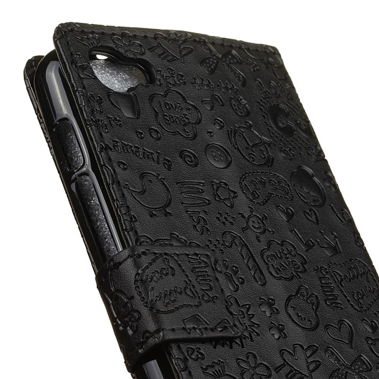 Cartoon Graffiti Leather Wallet Case for Alcatel Pixi 4 Plus Power - Black-7