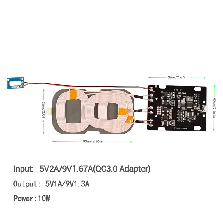 DIY 10W Quick Charge Wireless Charging Circuit Board PCBA with 3 Coils-2