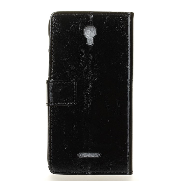 Crazy Horse Leather Wallet Case for Alcatel Pixi 4 (5.5) OT5012 - Black-2