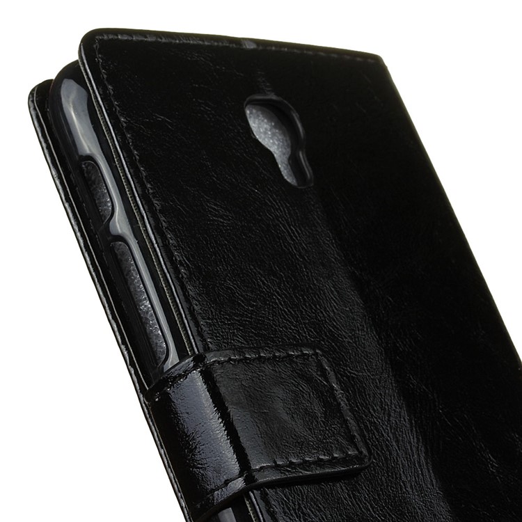 Crazy Horse Leather Wallet Case for Alcatel Pixi 4 (5.5) OT5012 - Black-7