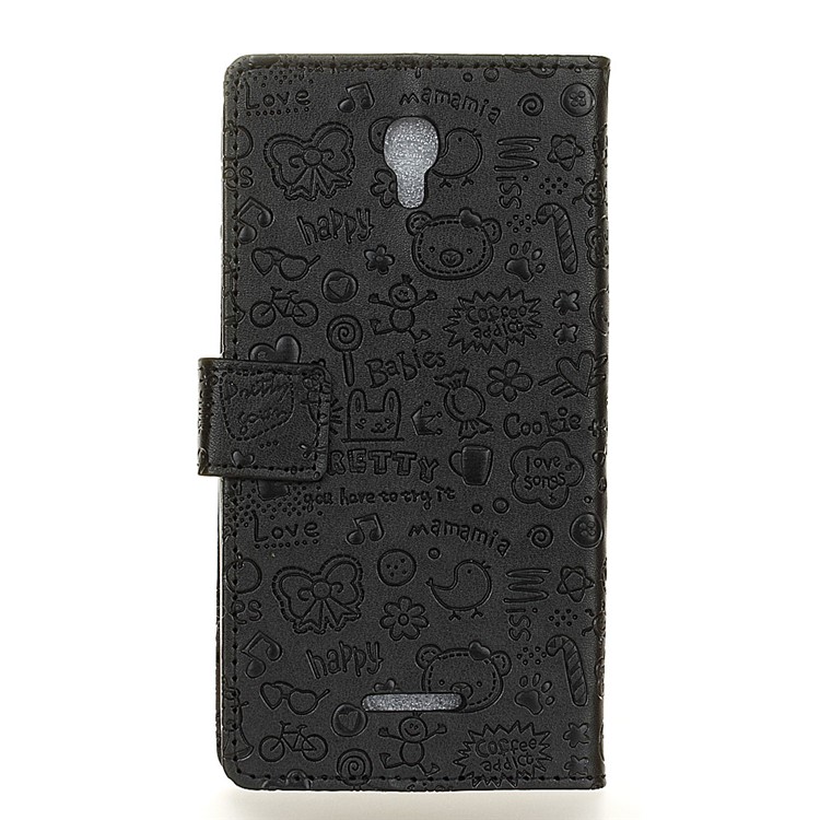 Cartoon Graffiti Leather Wallet Case for Alcatel Pixi 4 (5.5) OT5012 - Black-2