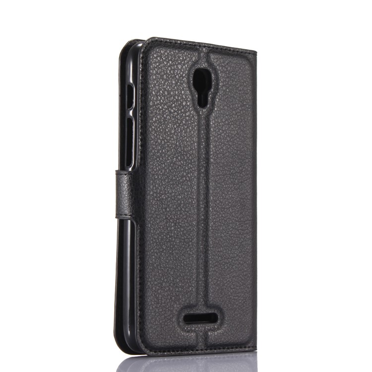 Lychee Grain Wallet Leather Stand Cover for Alcatel Pixi 4 (5.5) OT5012 - Black-3