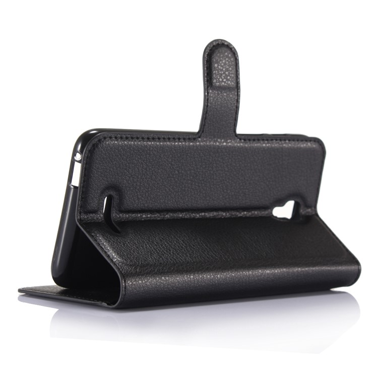 Lychee Grain Wallet Leather Stand Cover for Alcatel Pixi 4 (5.5) OT5012 - Black-6