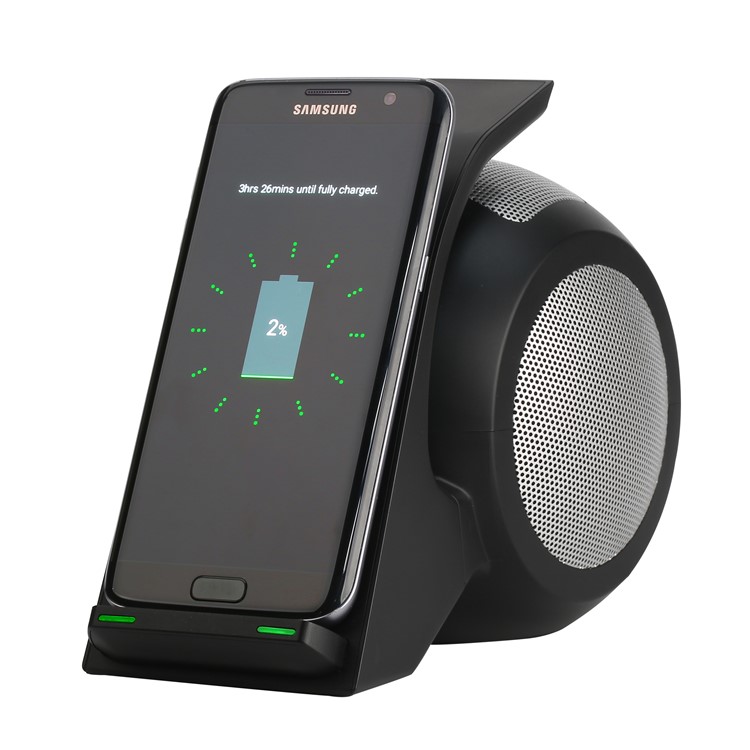 SMAMAO WN1 QI Wireless Charging Pad Bluetooth Speaker with Mic NFC AUX-in - Black / EU Plug-2