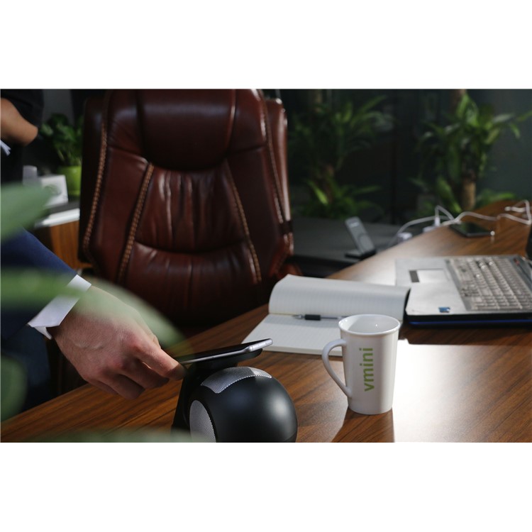 SMAMAO WN1 QI Wireless Charging Pad Bluetooth Speaker with Mic NFC AUX-in - Black / EU Plug-25