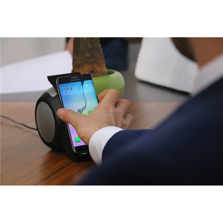 SMAMAO WN1 QI Wireless Charging Pad Bluetooth Speaker with Mic NFC AUX-in - Black / EU Plug-26