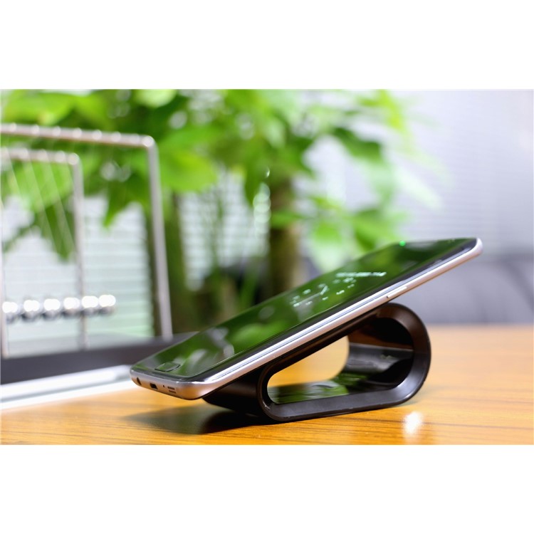 SMAMAO DC 5V QI Wireless Charger Slope Desktop Mount for Samsung S7/S6 Etc. - Black-2