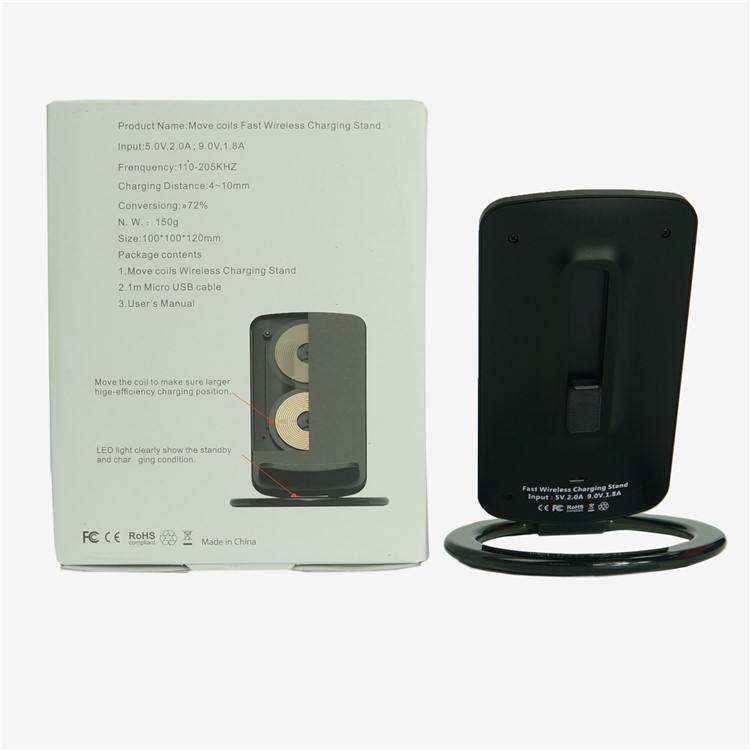 SMAMAO Q880 1-Coil Qi Wireless Charging Pad Stand for Samsung Galaxy S8/S7/S6 Etc - Black-13