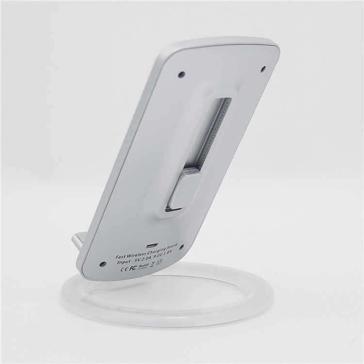 SMAMAO Q880 DC5V / 9V One-Coil Qi Wireless Charger Stand Holder for Samsung Galaxy S8/S7/S6 Etc - Silver-7