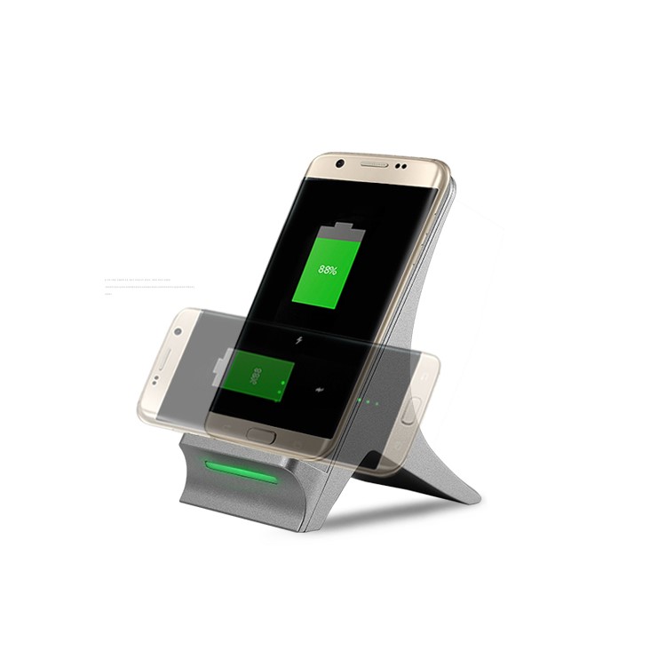 SMAMAO Q550 DC5V 3-Coil Qi Wireless Charger Stand Holder for Samsung Galaxy S7/S6 Etc - Grey-6