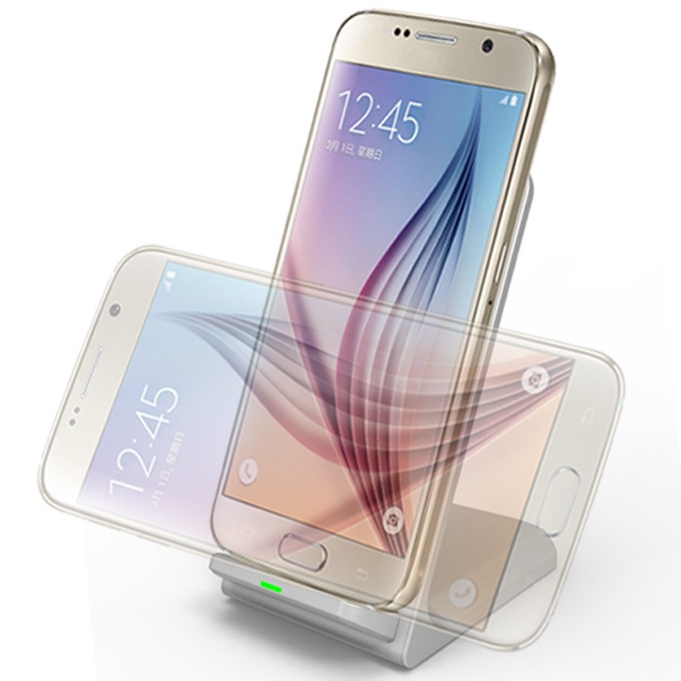 SMAMAO Q740 3-Coil Qi Wireless Charger Stand Holder for Samsung Galaxy S8/S7/S6 Etc - Silver-2