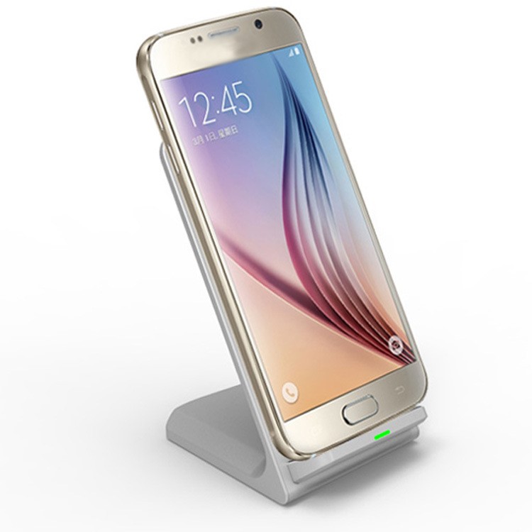SMAMAO Q740 3-Coil Qi Wireless Charger Stand Holder for Samsung Galaxy S8/S7/S6 Etc - Silver-4
