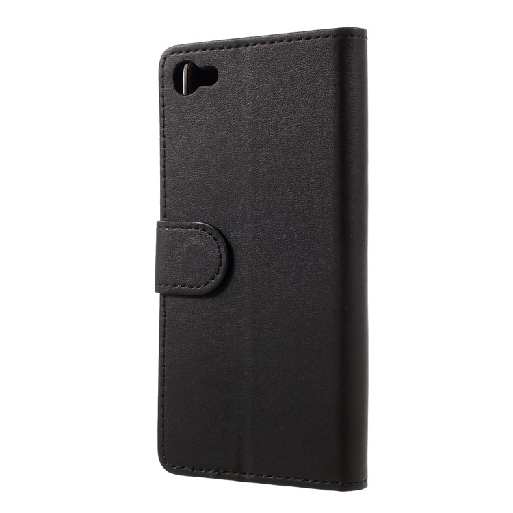 PU Leather Wallet Stand Phone Cover for Alcatel A5 LED - Black-2