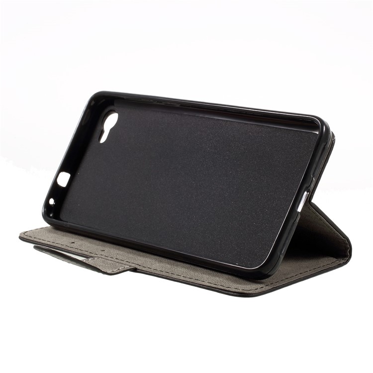 PU Leather Wallet Stand Phone Cover for Alcatel A5 LED - Black-4