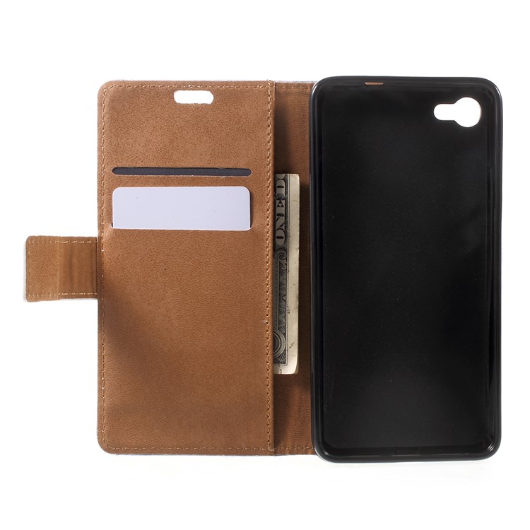 Patterned Leather Card Slots Stand Shell for Alcatel A5 LED - Eiffel Tower and Quill-pen-6