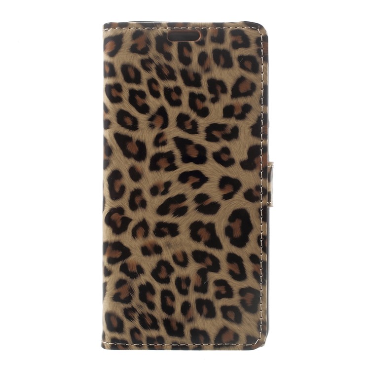 Glossy Leopard Pattern Leather Wallet Cell Phone Case for Alcatel A5 LED-2