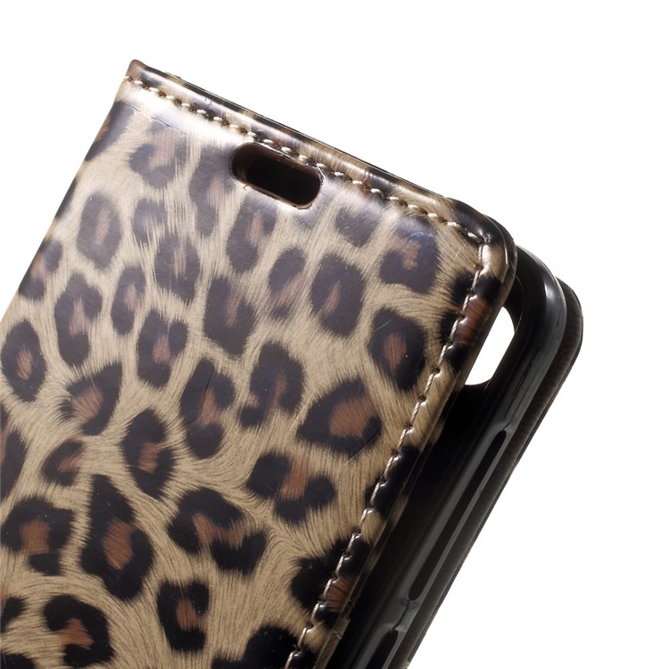 Glossy Leopard Pattern Leather Wallet Cell Phone Case for Alcatel A5 LED-8