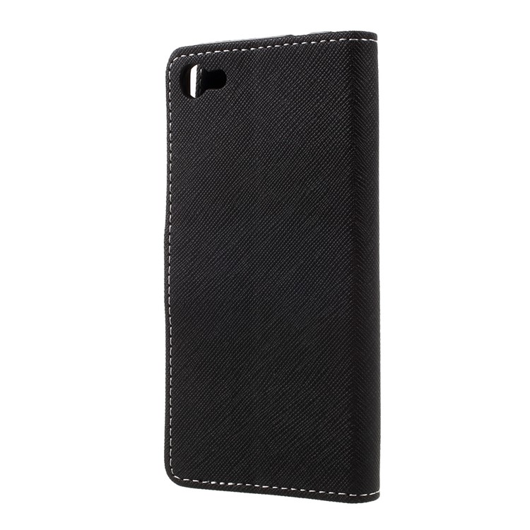Cross Texture Wallet Leather Stand Cell Phone Case for Alcatel A5 LED - Black-2