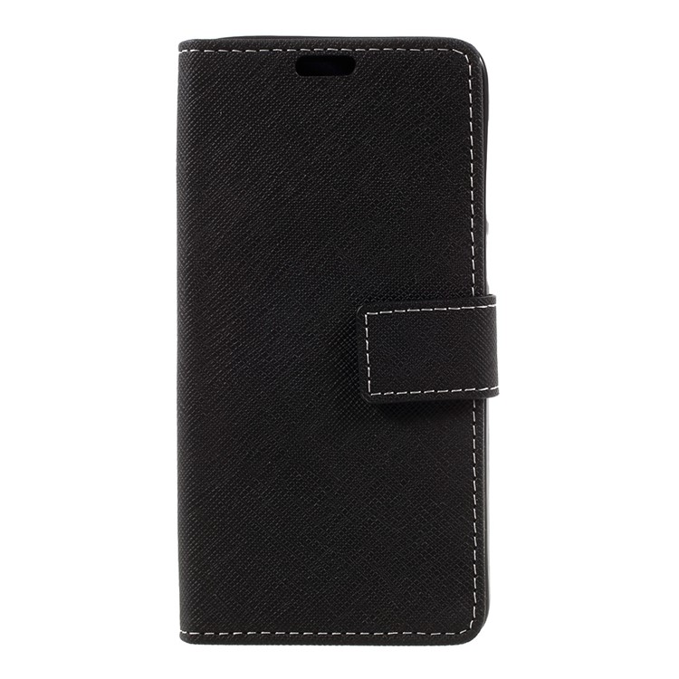 Cross Texture Wallet Leather Stand Cell Phone Case for Alcatel A5 LED - Black-3