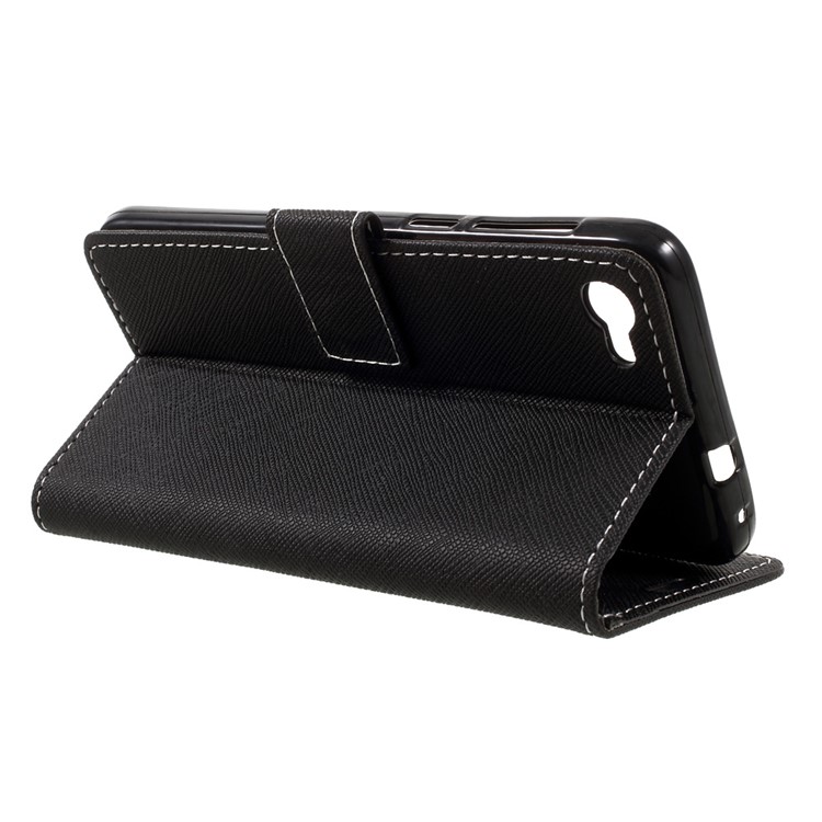Cross Texture Wallet Leather Stand Cell Phone Case for Alcatel A5 LED - Black-5