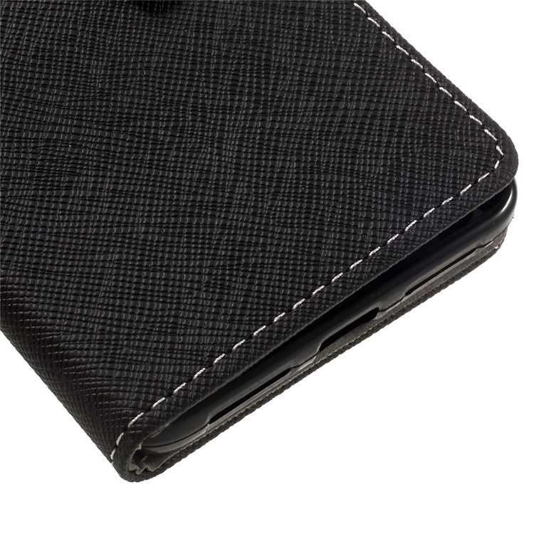 Cross Texture Wallet Leather Stand Cell Phone Case for Alcatel A5 LED - Black-7