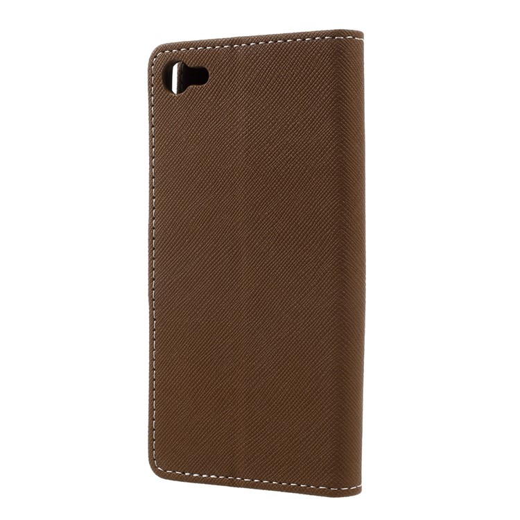 For Alcatel A5 LED Cross Texture Wallet Leather Stand Flip Phone Case - Brown-3