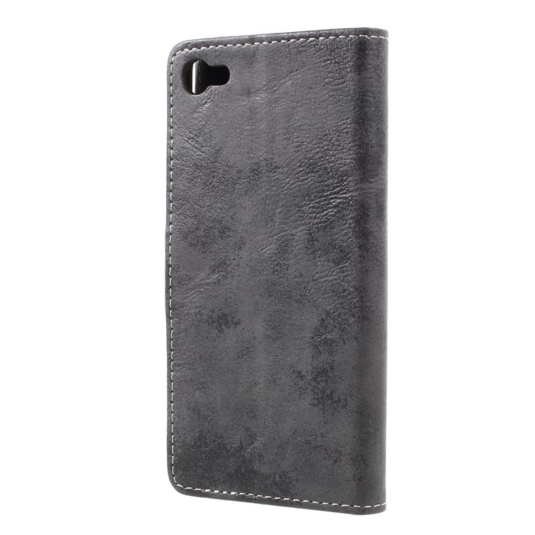 Retro Style Leather Wallet Phone Shell for Alcatel A5 LED - Grey-2