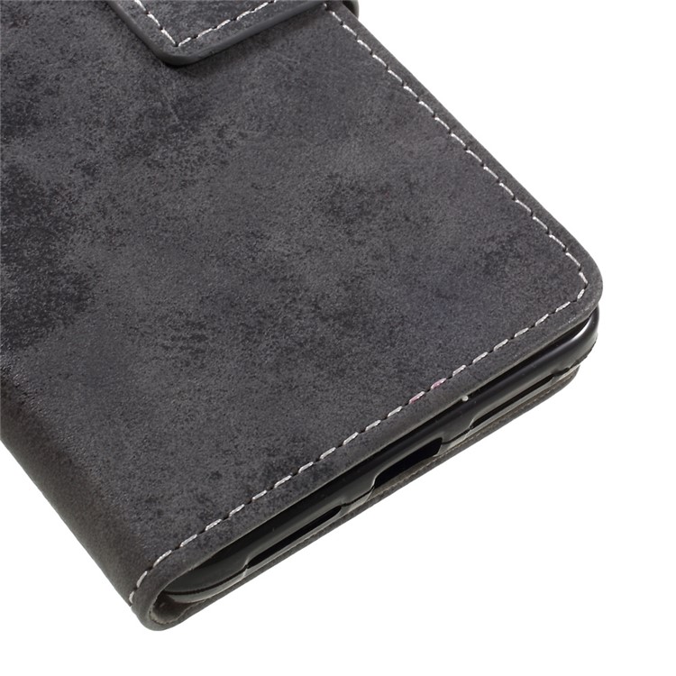 Retro Style Leather Wallet Phone Shell for Alcatel A5 LED - Grey-7