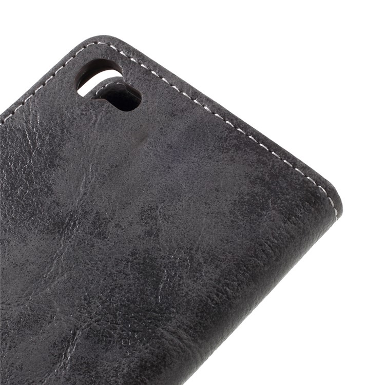 Retro Style Leather Wallet Phone Shell for Alcatel A5 LED - Grey-8