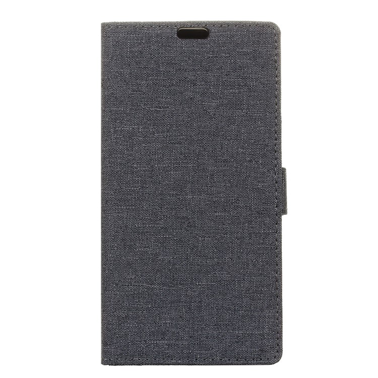 Linen Cloth Leather Stand Wallet Cover Case for Alcatel A3 5.0-inch - Black-1