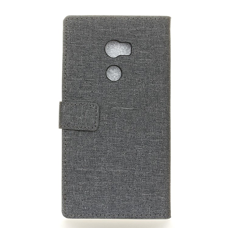 Linen Cloth Leather Stand Wallet Cover Case for Alcatel A3 5.0-inch - Black-2