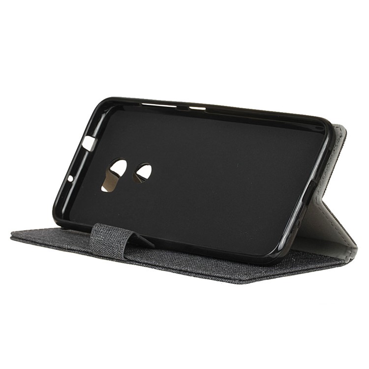 Linen Cloth Leather Stand Wallet Cover Case for Alcatel A3 5.0-inch - Black-5