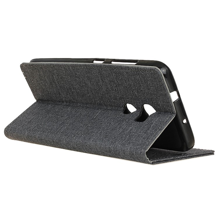Linen Cloth Leather Stand Wallet Cover Case for Alcatel A3 5.0-inch - Black-6