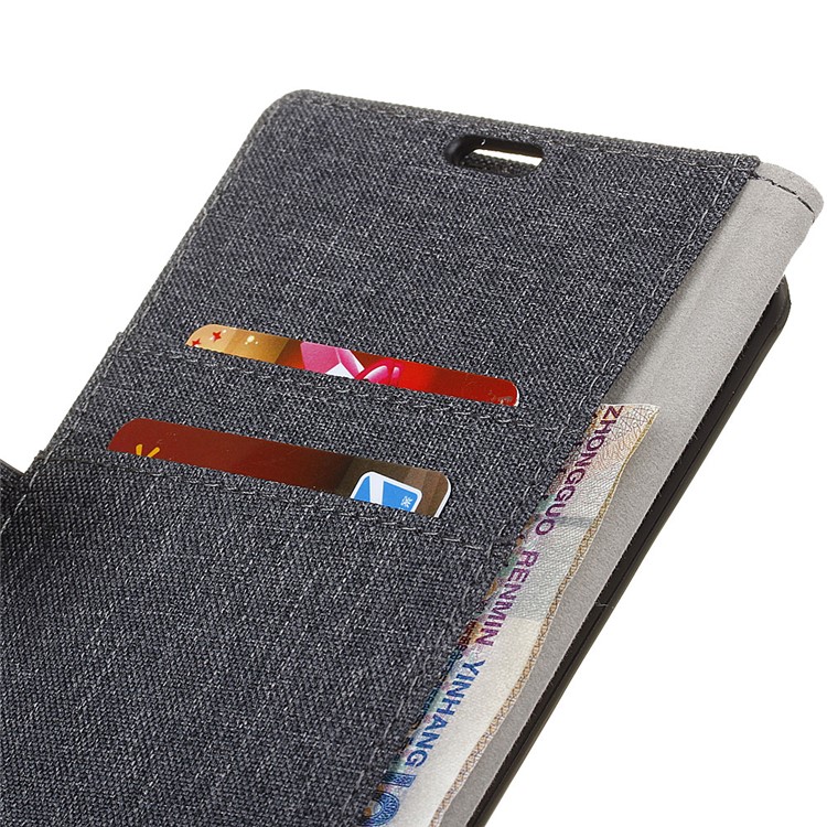 Linen Cloth Leather Stand Wallet Cover Case for Alcatel A3 5.0-inch - Black-7
