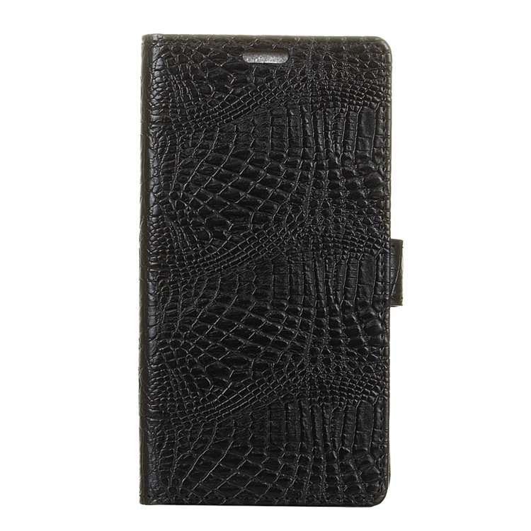 For Alcatel A3 5.0-inch Crocodile Texture Wallet Leather Flip Stand Case - Black-1