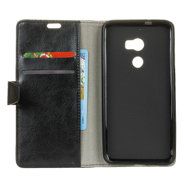 Crazy Horse Leather Wallet Stand Case for Alcatel A3 5.0-inch - Black-4