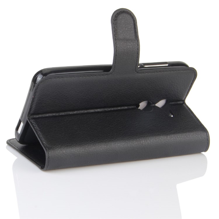 Lychee Skin Wallet Leather Stand Case for Alcatel A3 - Black-5