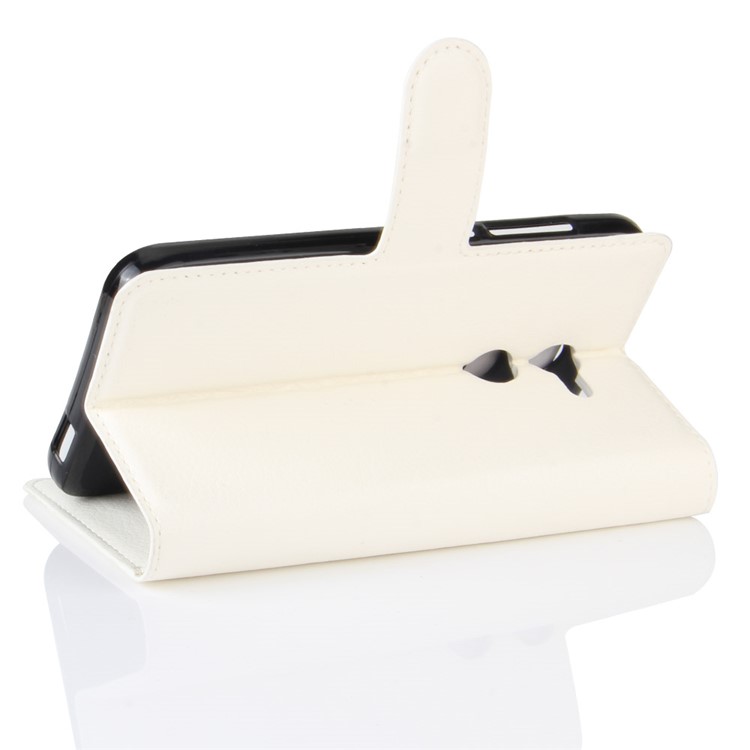 Lychee Skin Wallet Leather Stand Cover for Alcatel A3 - White-5