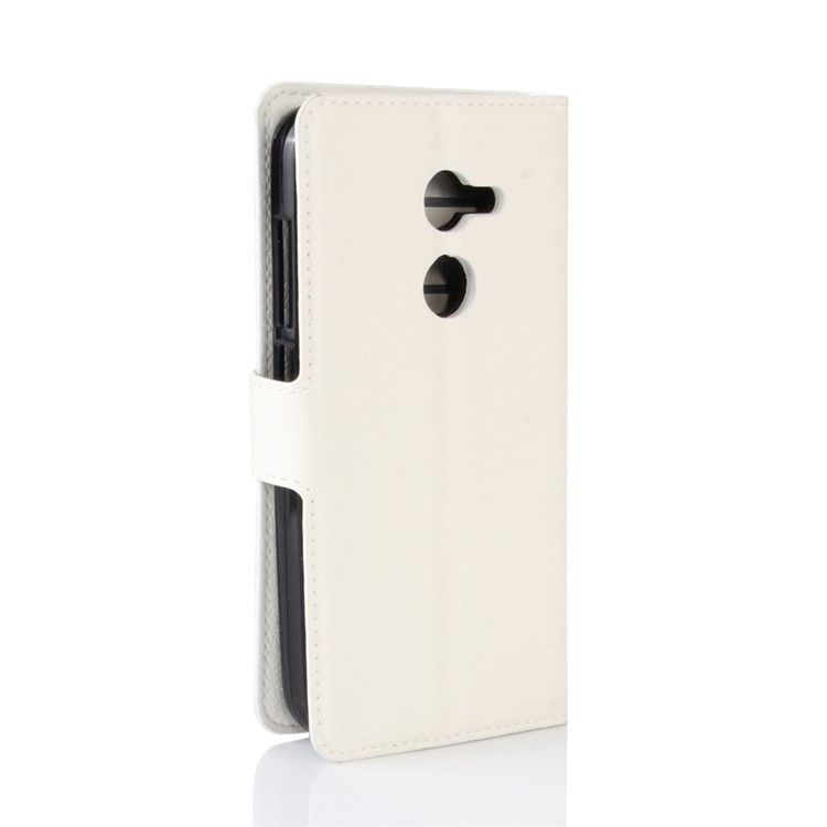 Lychee Skin Wallet Leather Stand Cover for Alcatel A3 - White-6